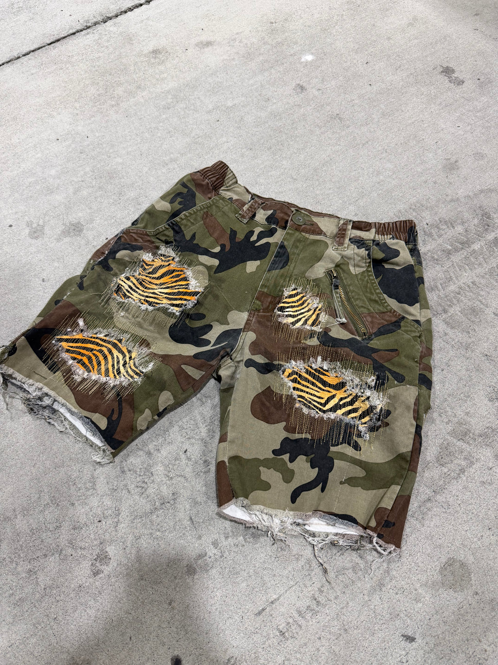 camo/tiger shorts
